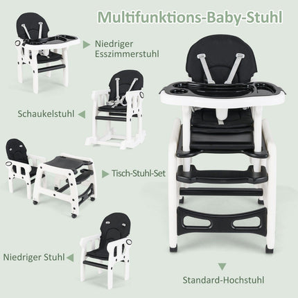 3-in-1 Convertible Baby High Chair – Black