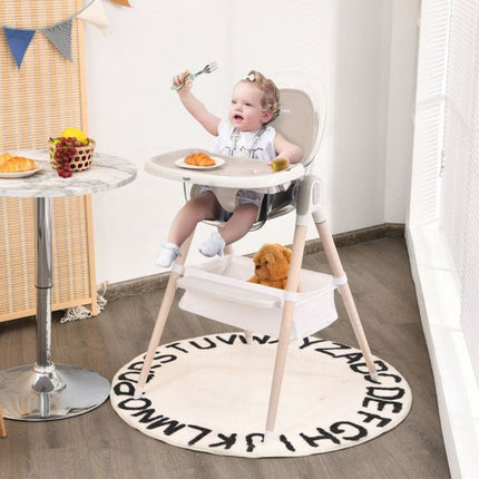 3-in-1-Wandelbarer Baby-Hochstuhl, Höhenverstellbar, Grau