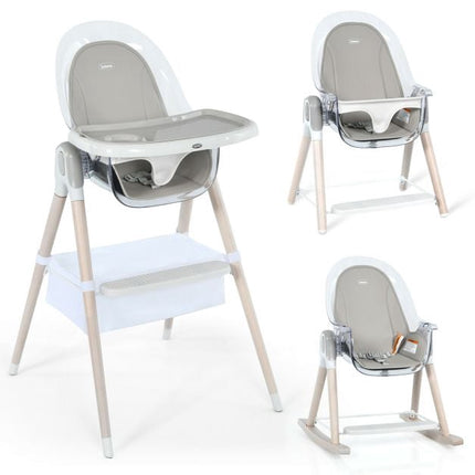 3-in-1-Wandelbarer Baby-Hochstuhl, Höhenverstellbar, Grau