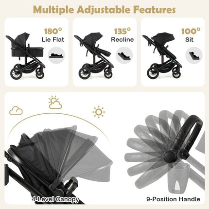 3-in-1-Kombikinderwagen mit abnehmbarem Babykorb