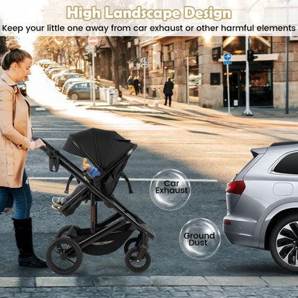 3-in-1-Kombikinderwagen mit abnehmbarem Babykorb