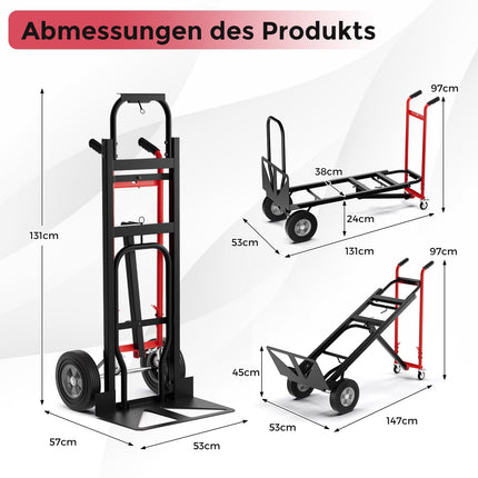 3-in-1-Klappkarre, 450 kg Tragkraft, Metallrahmen