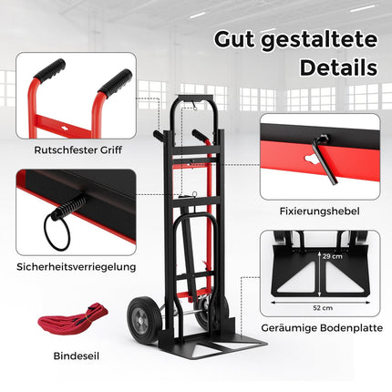 3-in-1-Klappkarre, 450 kg Tragkraft, Metallrahmen