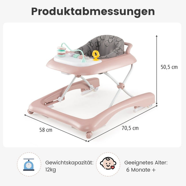3-in-1 faltbarer Babywalker, höhen- und geschwindigkeitsverstellbar