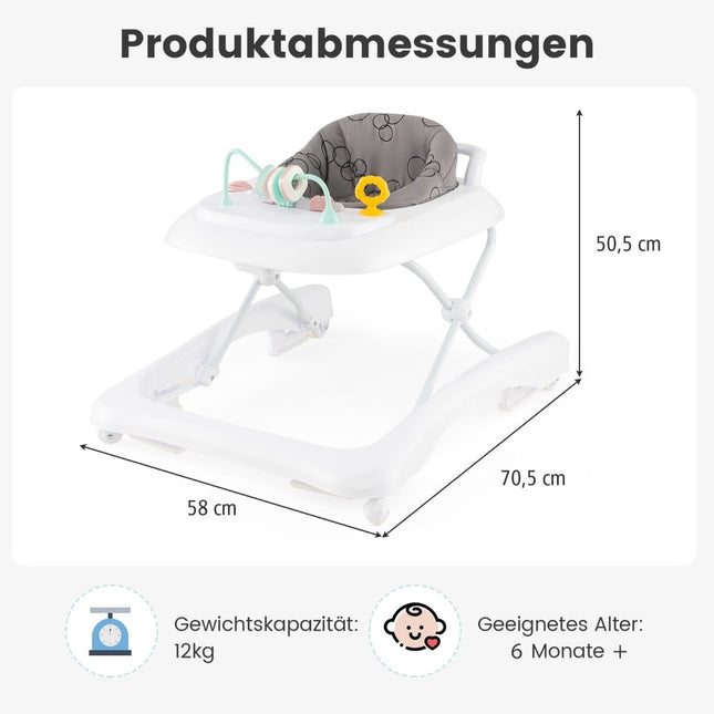 3-in-1 faltbarer Babywalker mit verstellbarer Höhe, Grau