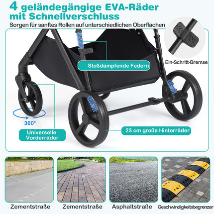3-in-1 Foldable Stroller with Reversible Seat & Recline Function