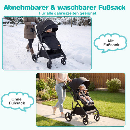 3-in-1 Foldable Stroller with Reversible Seat & Recline Function