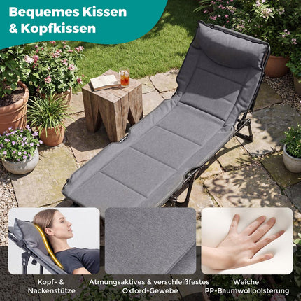 3 in 1 Folding Sun Lounger with Adjustable Backrest