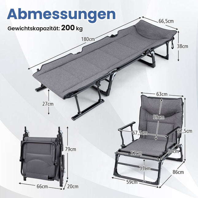3-in-1-Klappliege mit verstellbarer Rückenlehne