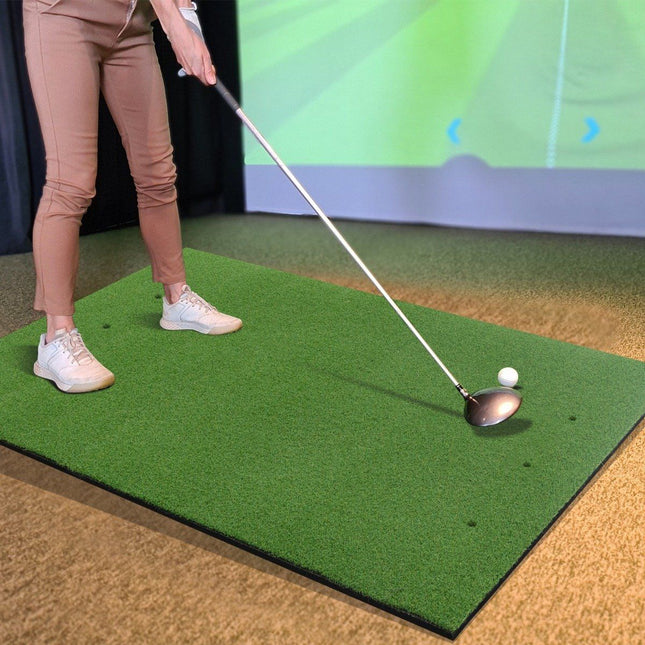 3-in-1-Golf-Abschlagmatte mit Kunstrasen, 2 Golf-Tees, 2 Ausrichtungsstäben und 6 vorgebohrten Tee-Löchern, 152,4 x 119,4 cm