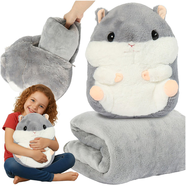 3-in-1 Hamsterdecke, Kissen & Spielzeug – 105x200 cm