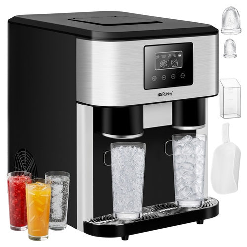 3-in-1 Eiswürfelmaschine mit Crushed Ice Funktion & Wasserspender, 15kg/Tag