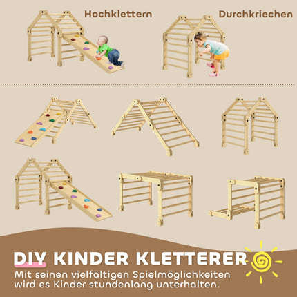 3-in-1 Klettergerüst für drinnen mit Rutsche und Leiter