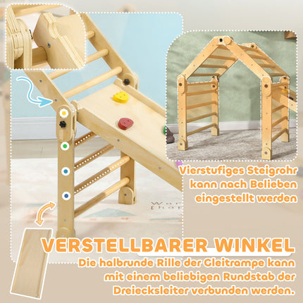 3-in-1 Klettergerüst für drinnen mit Rutsche und Leiter