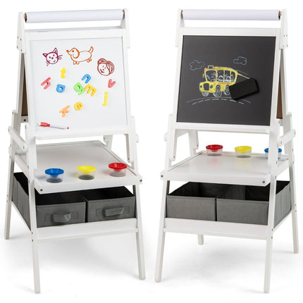 3-in-1 Kinderstaffelei mit Kreidetafel, Whiteboard und Papierrolle