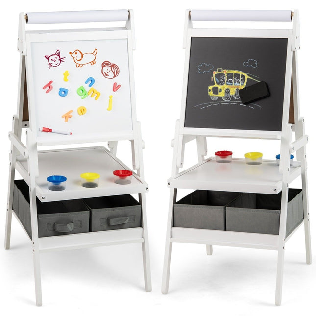 3-in-1 Kinderstaffelei mit Kreidetafel, Whiteboard und Papierrolle