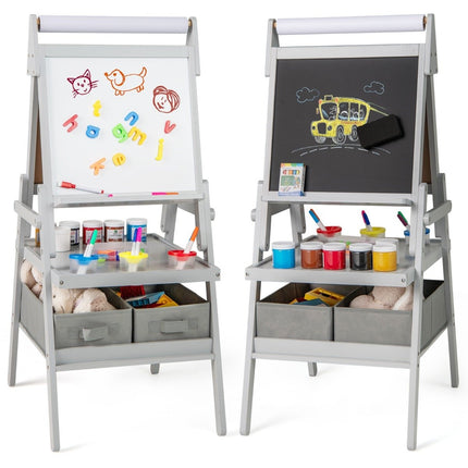 3-in-1 Kinderstaffelei mit Kreidetafel, Whiteboard und Papierrolle