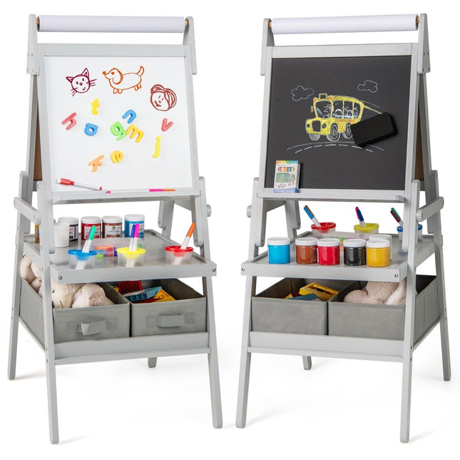 3-in-1 Kinderstaffelei mit Kreidetafel, Whiteboard und Papierrolle