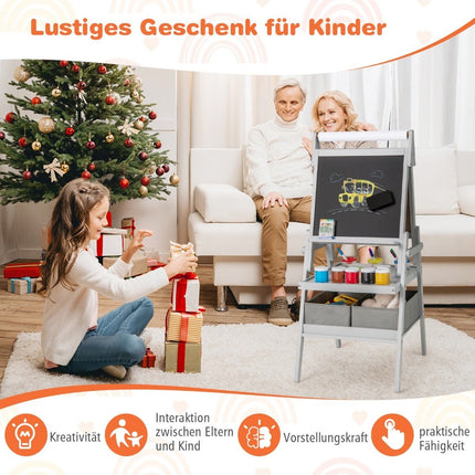 3-in-1 Kinderstaffelei mit Kreidetafel, Whiteboard und Papierrolle