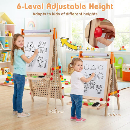 3-in-1 Kinderstaffelei mit magnetischer Weißwandtafel & Kreidetafel