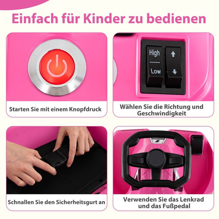 3-in-1 elektrische kinderkart met afneembare dweil, 12V