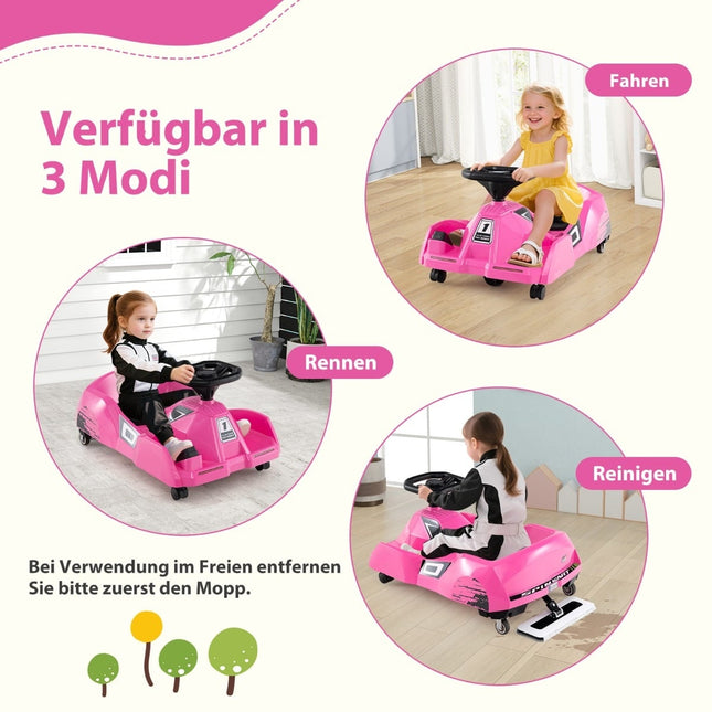 3-in-1 Kinder-Elektro-Gokart mit abnehmbarem Mopp, 12V