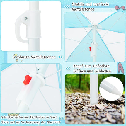 3-in-1 Kinder Outdoor-Spieltisch mit Sonnenschirm