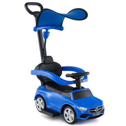 3-in-1 Kids Ride-On Car with Push Handle – Blue