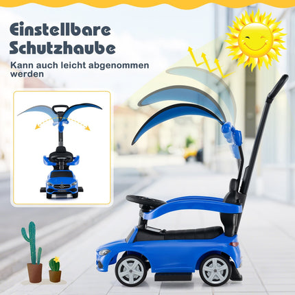 3-in-1 Kids Ride-On Car with Push Handle – Blue