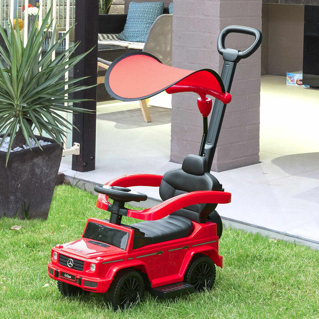 3-in-1 Kinder Rutscherauto mit Schiebestange, Rot, 18-36 Monate