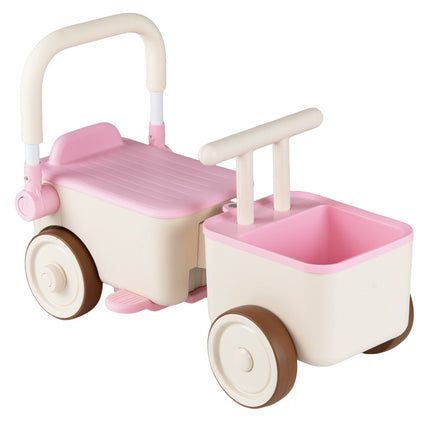 3-in-1 Kids Ride-On Car with Storage Basket – Pink