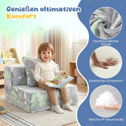 3-in-1 Kindersofa, nachleuchtend, waschbare Bezüge