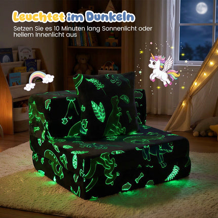 3-in-1 Kindersofa, nachleuchtend, waschbare Bezüge