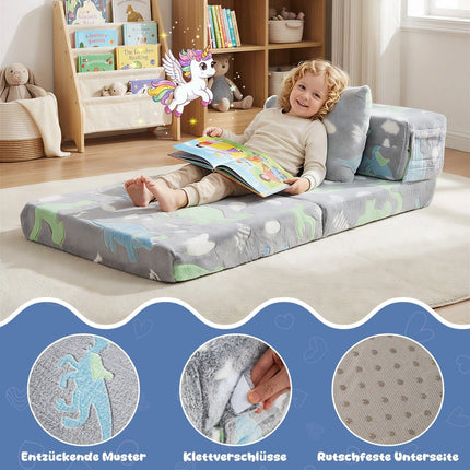 3-in-1 Kindersofa, nachleuchtend, waschbare Bezüge