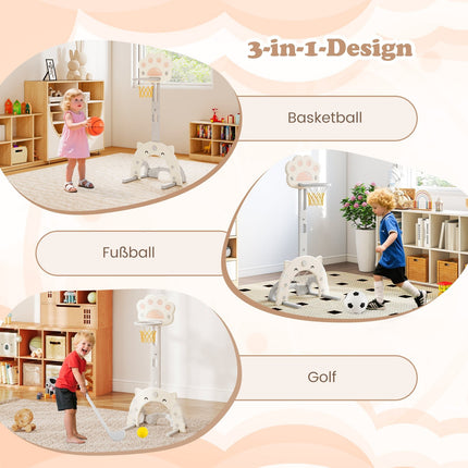 3-in-1 Sportcenter für Kinder: Basketball, Fußball, Golf