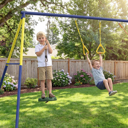 3-in-1 Kids Swing Set, Steel Frame, 150 kg Capacity