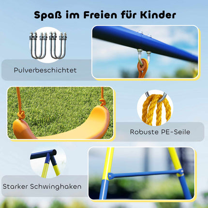 3-in-1 Kids Swing Set, Steel Frame, 150 kg Capacity