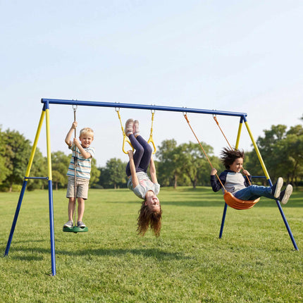 3-in-1 Kids Swing Set, Steel Frame, 150 kg Capacity