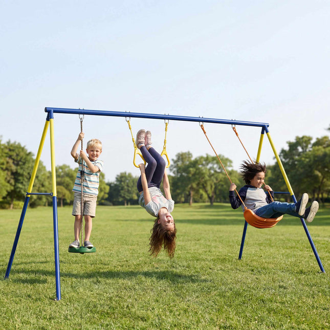 3-in-1 Kinderschaukel-Set, Stahlrahmen, 150 kg Tragkraft