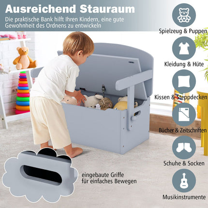 3-in-1 Kindertisch-Set mit Aufbewahrung, Holz, Grau