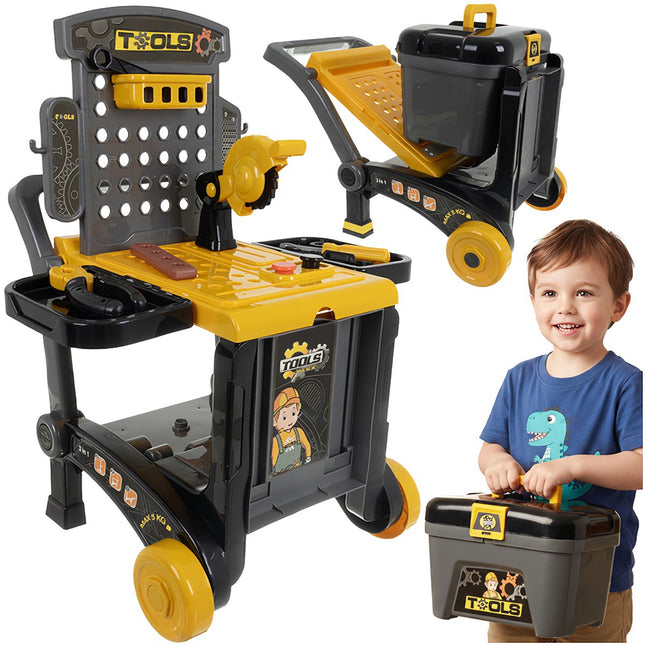 3-in-1 Kinder-Spielzeugwerkstatt-Set, 59-teiliger Werkzeugkoffer