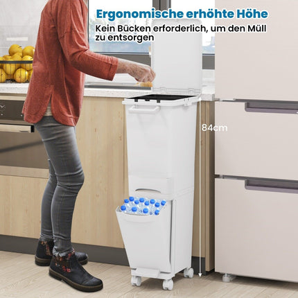 3-in-1 Kitchen Trash Can with Tilt Bin and Wheels
