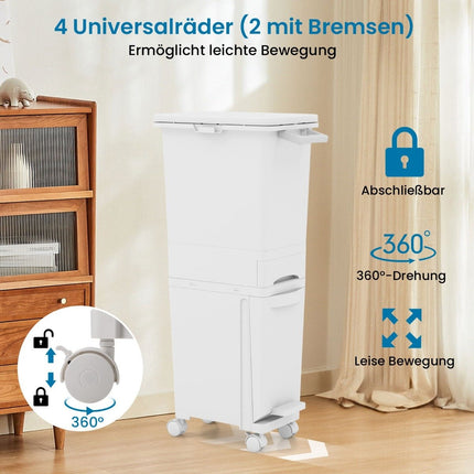 3-in-1 Kitchen Trash Can with Tilt Bin and Wheels