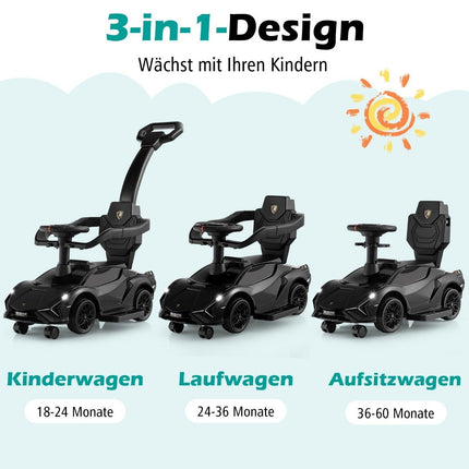 3-in-1 Lamborghini Rutschauto Rutschauto mit Scheinwerfern &amp; Musik &amp; schwarzem Stauraum
