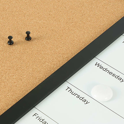 3-in-1 Memoboard mit Zubehör – Whiteboard, Kork, Planer