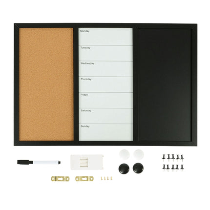 3-in-1 Memoboard mit Kork, Whiteboard, Planer