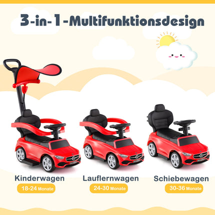 3-in-1 Mercedes-Benz Rutschauto für Kinder, Rot, 18-36 Monate