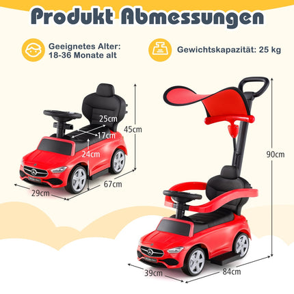 3-in-1 Mercedes-Benz Rutschauto für Kinder, Rot, 18-36 Monate