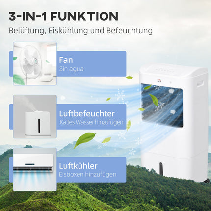 Tragbares 3-in-1 Klimagerät, Luftbefeuchter, Kühler – 15L, Fernbedienung, Timer