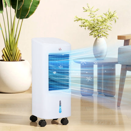 Climatiseur mobile 3 en 1 avec humidification et refroidissement par eau, climatiseur oscillant automatique de 7 L avec minuterie de 7,5 h, refroidisseur d'air à 3 vitesses de 65 W avec télécommande, pour 20 ㎡ Blanc |